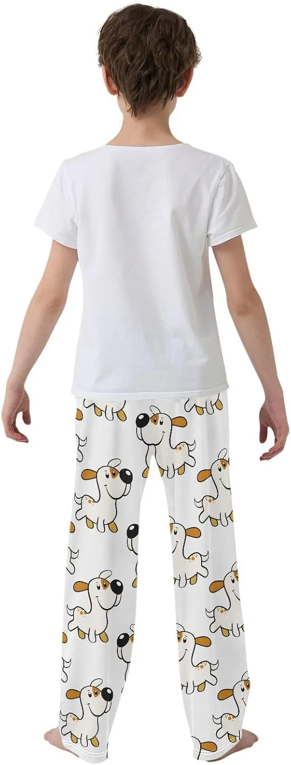 Boys' Pants Funny Dog Stars White Long Bottoms Jogger Pants Elastic Waist Trousers with Pockets S-XL