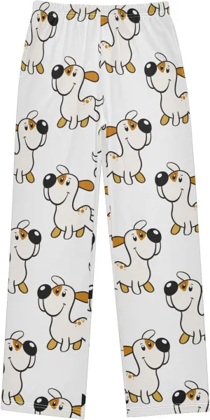 Boys' Pants Funny Dog Stars White Long Bottoms Jogger Pants Elastic Waist Trousers with Pockets S-XL