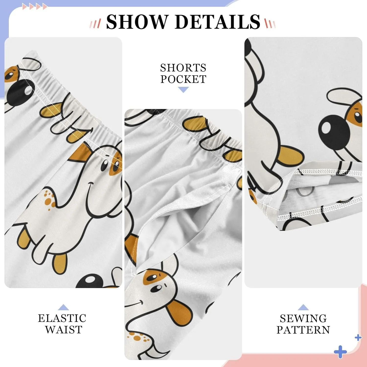 Boys' Pants Funny Dog Stars White Long Bottoms Jogger Pants Elastic Waist Trousers with Pockets S-XL