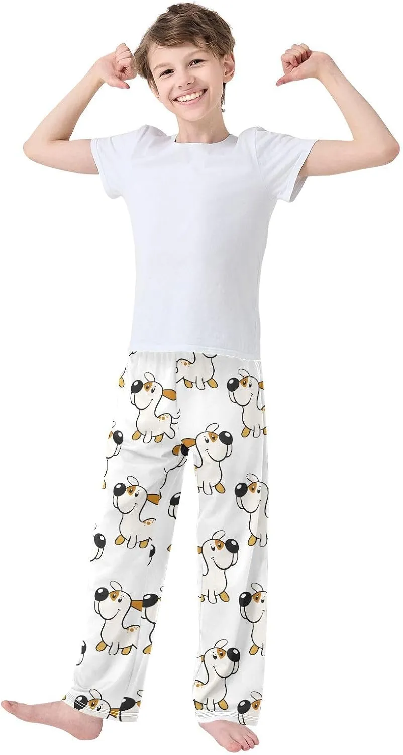 Boys' Pants Funny Dog Stars White Long Bottoms Jogger Pants Elastic Waist Trousers with Pockets S-XL