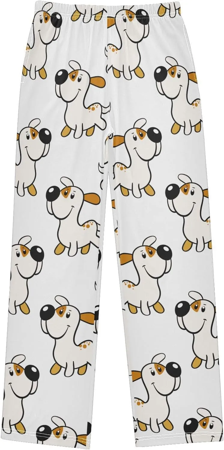 Boys' Pants Funny Dog Stars White Long Bottoms Jogger Pants Elastic Waist Trousers with Pockets S-XL