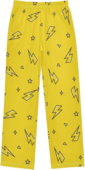 Boys' Pants Lightning Bolt Star Yellow Long Bottoms Jogger Pants Elastic Waist Trousers with Pockets S-XL