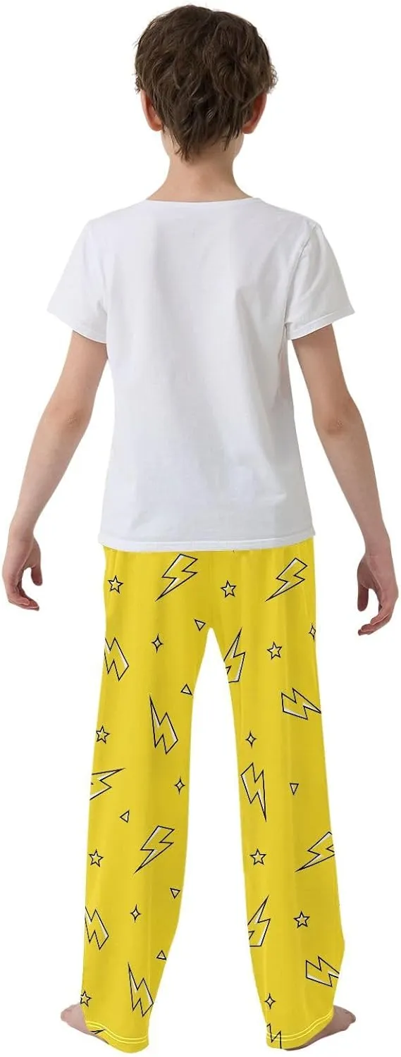 Boys' Pants Lightning Bolt Star Yellow Long Bottoms Jogger Pants Elastic Waist Trousers with Pockets S-XL