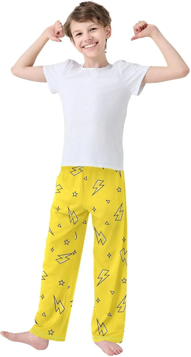 Boys' Pants Lightning Bolt Star Yellow Long Bottoms Jogger Pants Elastic Waist Trousers with Pockets S-XL