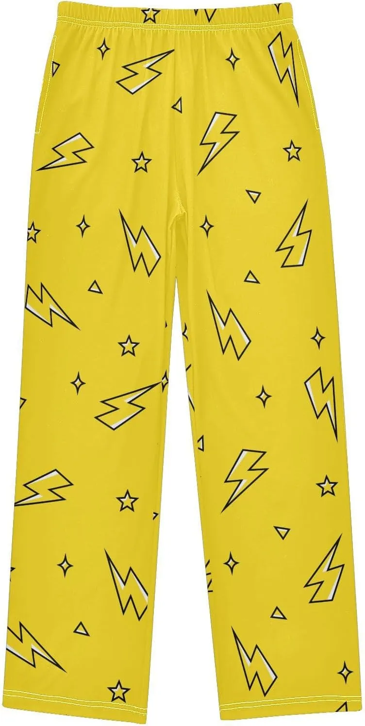 Boys' Pants Lightning Bolt Star Yellow Long Bottoms Jogger Pants Elastic Waist Trousers with Pockets S-XL