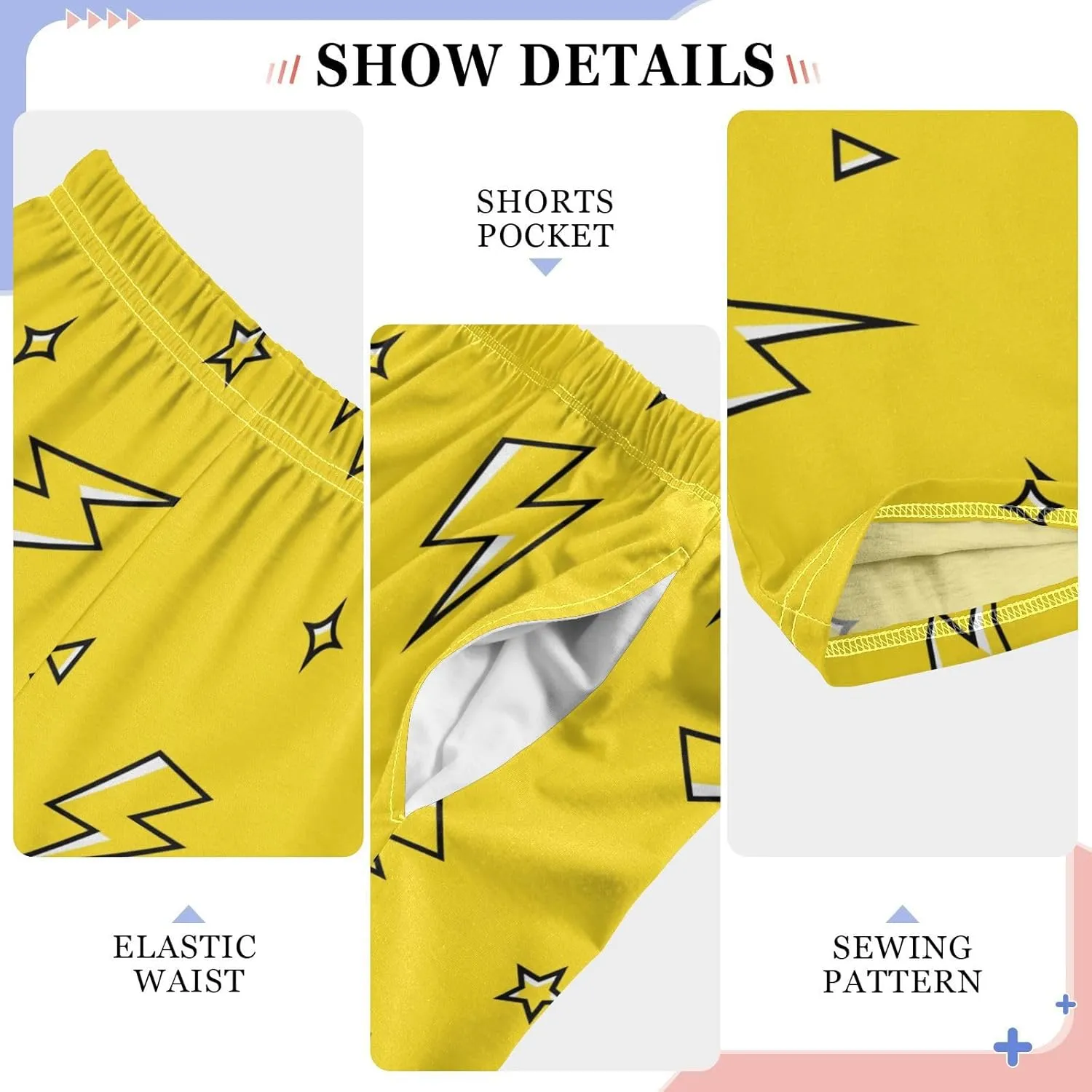 Boys' Pants Lightning Bolt Star Yellow Long Bottoms Jogger Pants Elastic Waist Trousers with Pockets S-XL