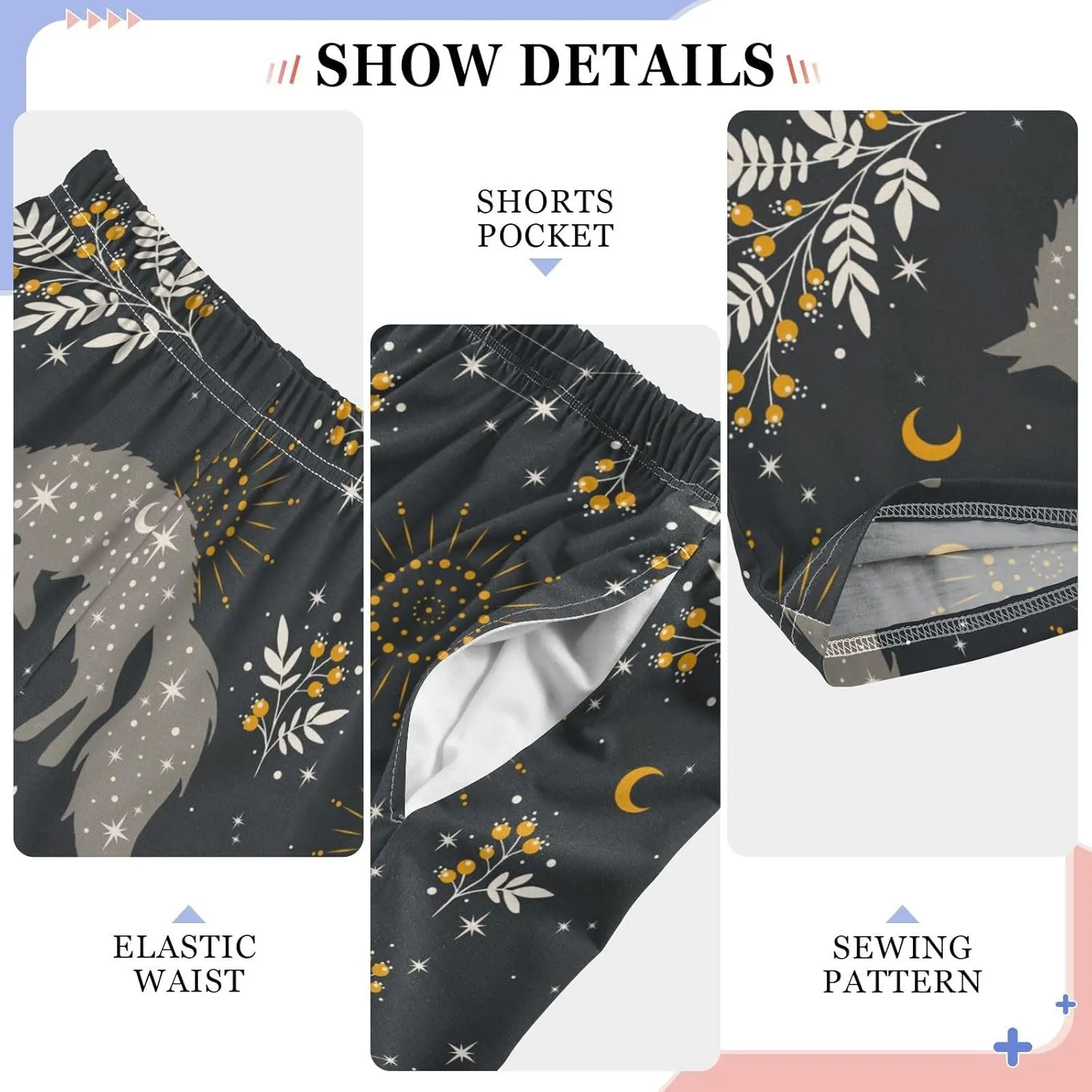Boys' Pants Magical Fox Plants Stars Moons Long Bottoms Jogger Pants Elastic Waist Trousers with Pockets S-XL