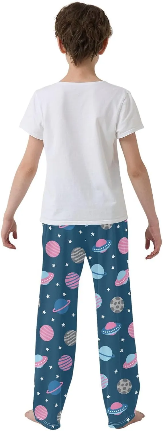 Boys' Pants Space Rockets Planets Star Blue Long Bottoms Jogger Pants Elastic Waist Trousers with Pockets S-XL