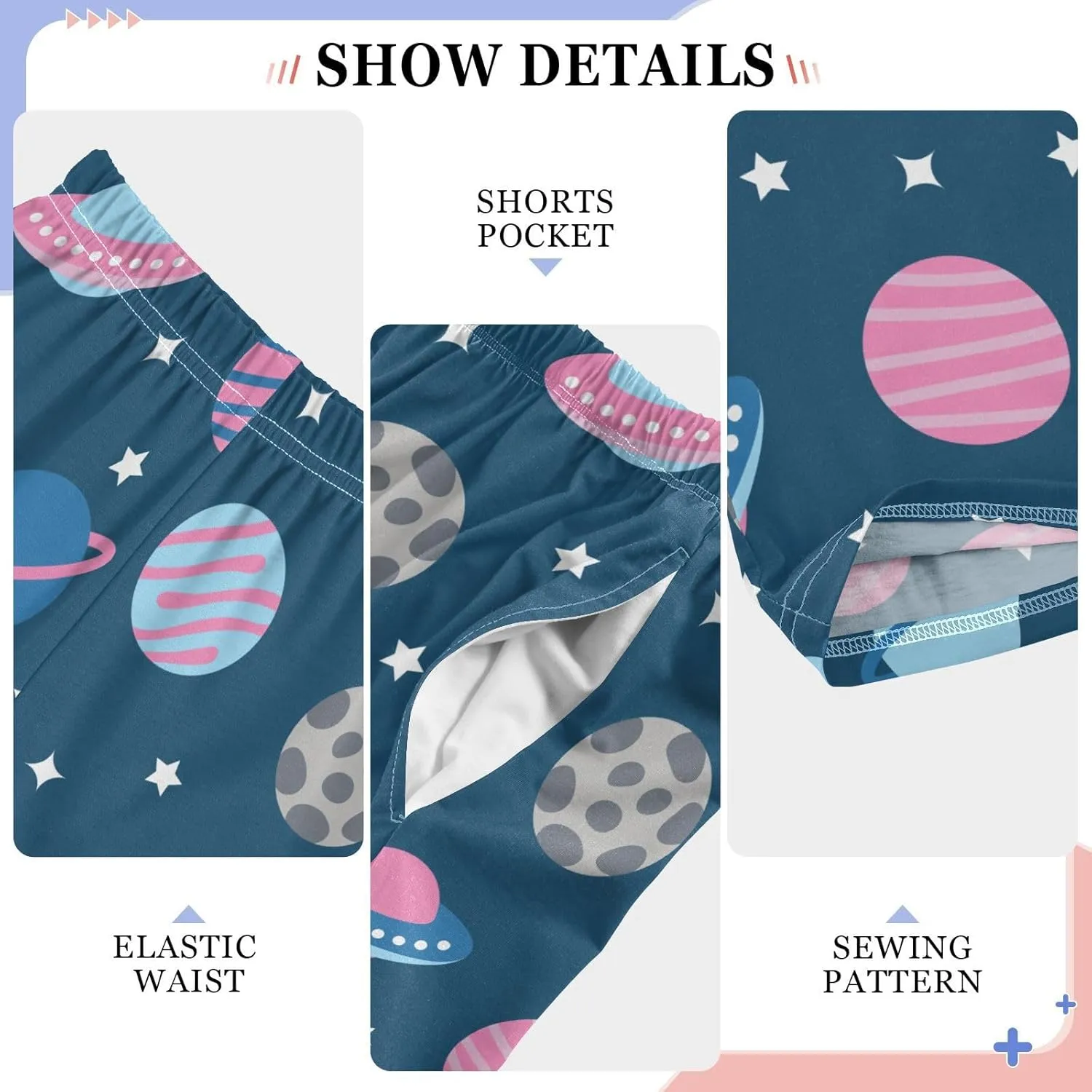 Boys' Pants Space Rockets Planets Star Blue Long Bottoms Jogger Pants Elastic Waist Trousers with Pockets S-XL