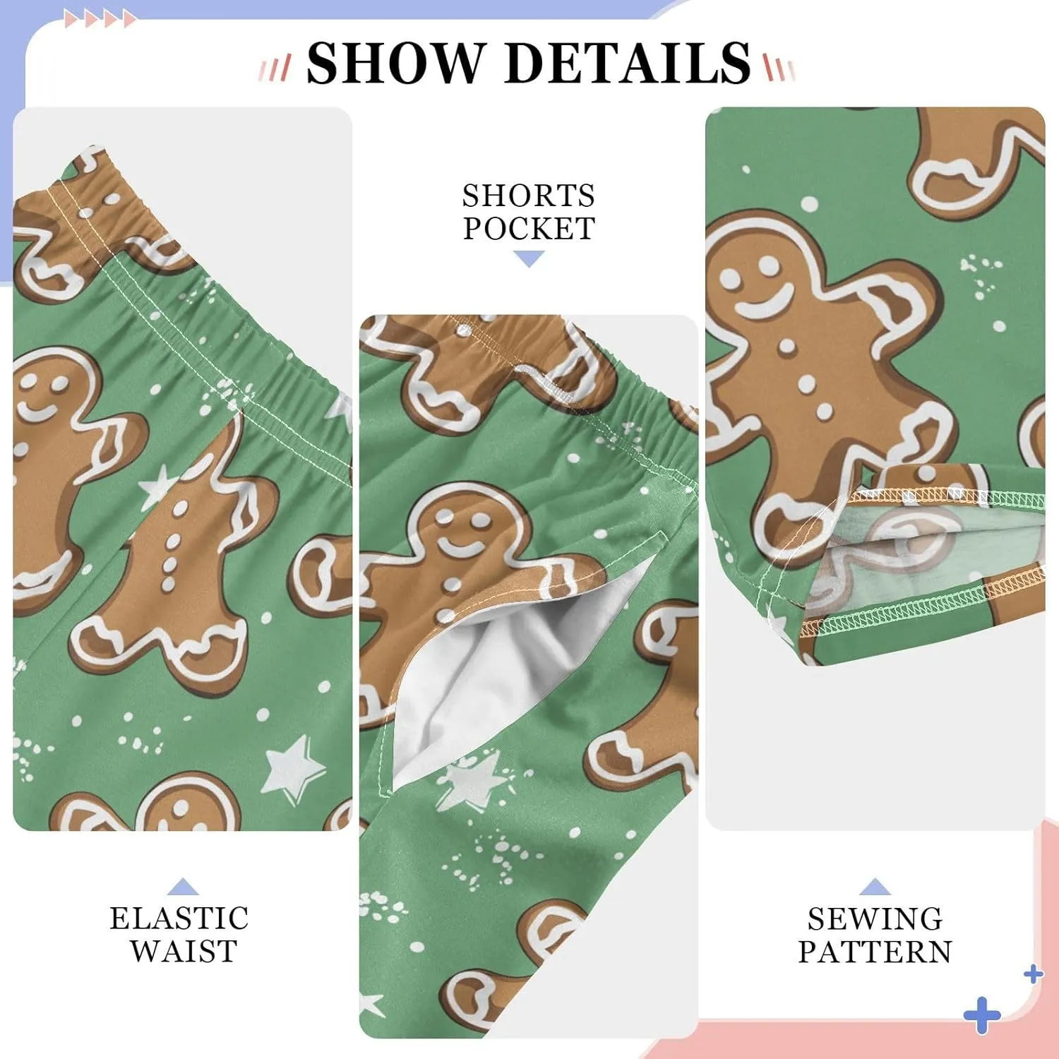 Boys' Pants Star Gingerbread Man Green Long Bottoms Jogger Pants Elastic Waist Trousers with Pockets S-XL