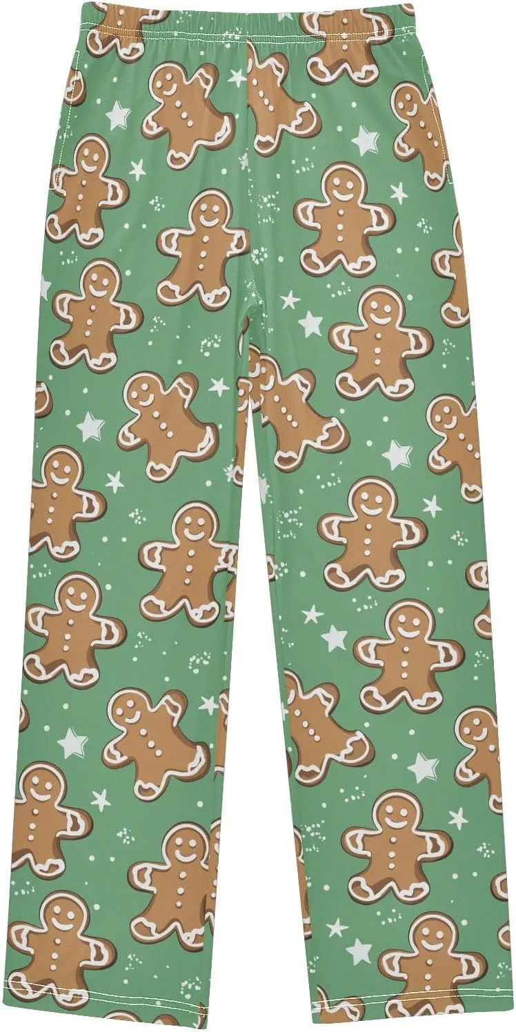 Boys' Pants Star Gingerbread Man Green Long Bottoms Jogger Pants Elastic Waist Trousers with Pockets S-XL