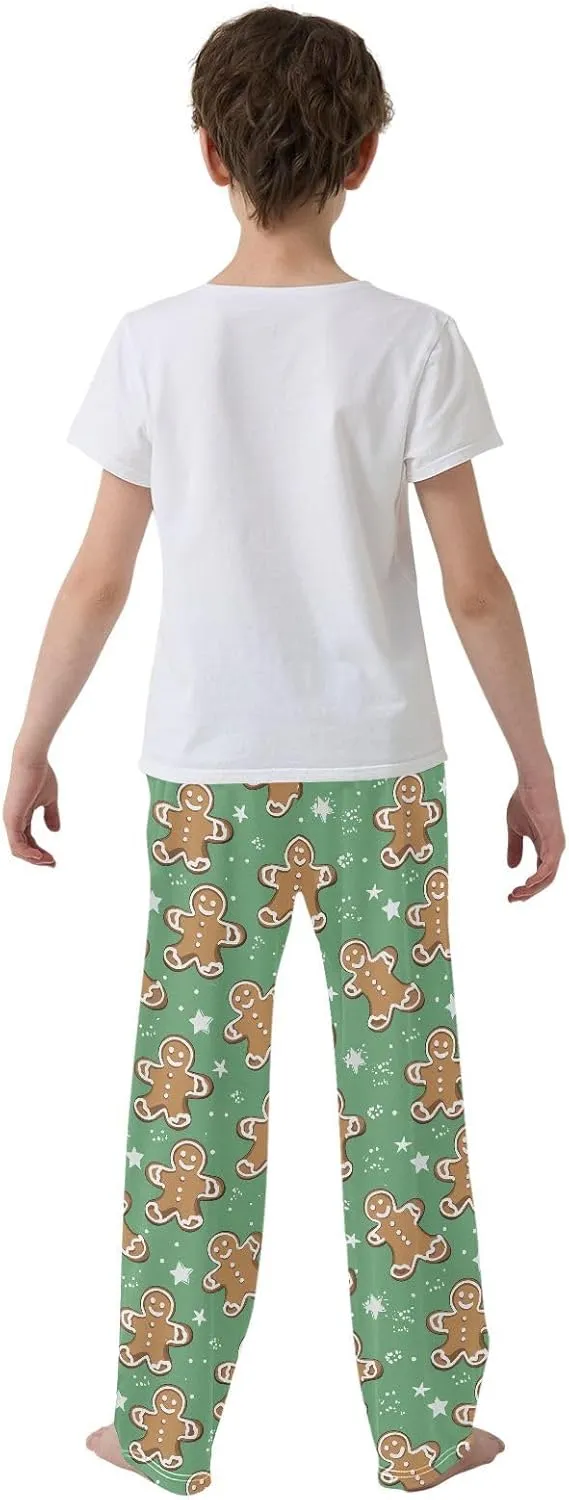 Boys' Pants Star Gingerbread Man Green Long Bottoms Jogger Pants Elastic Waist Trousers with Pockets S-XL