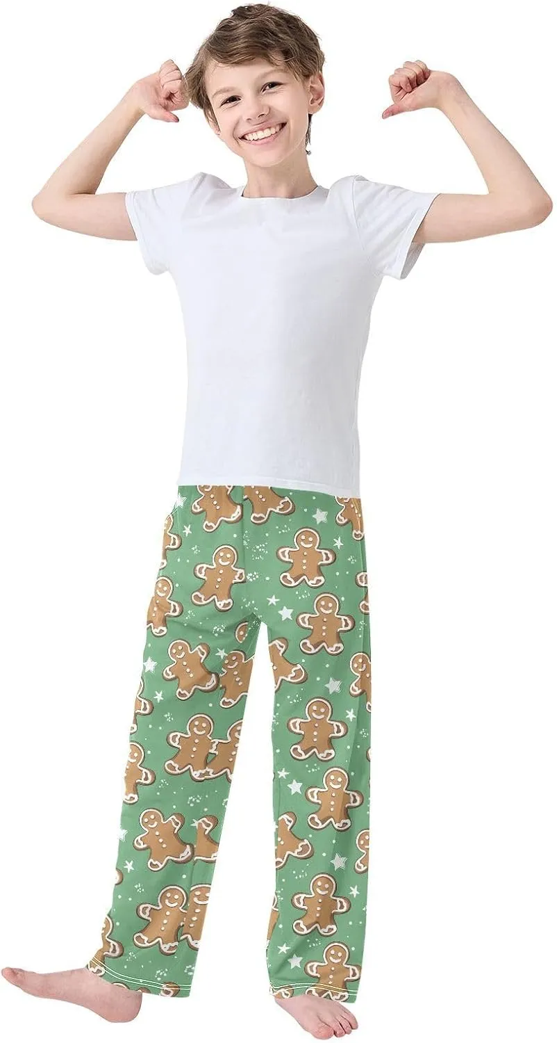 Boys' Pants Star Gingerbread Man Green Long Bottoms Jogger Pants Elastic Waist Trousers with Pockets S-XL