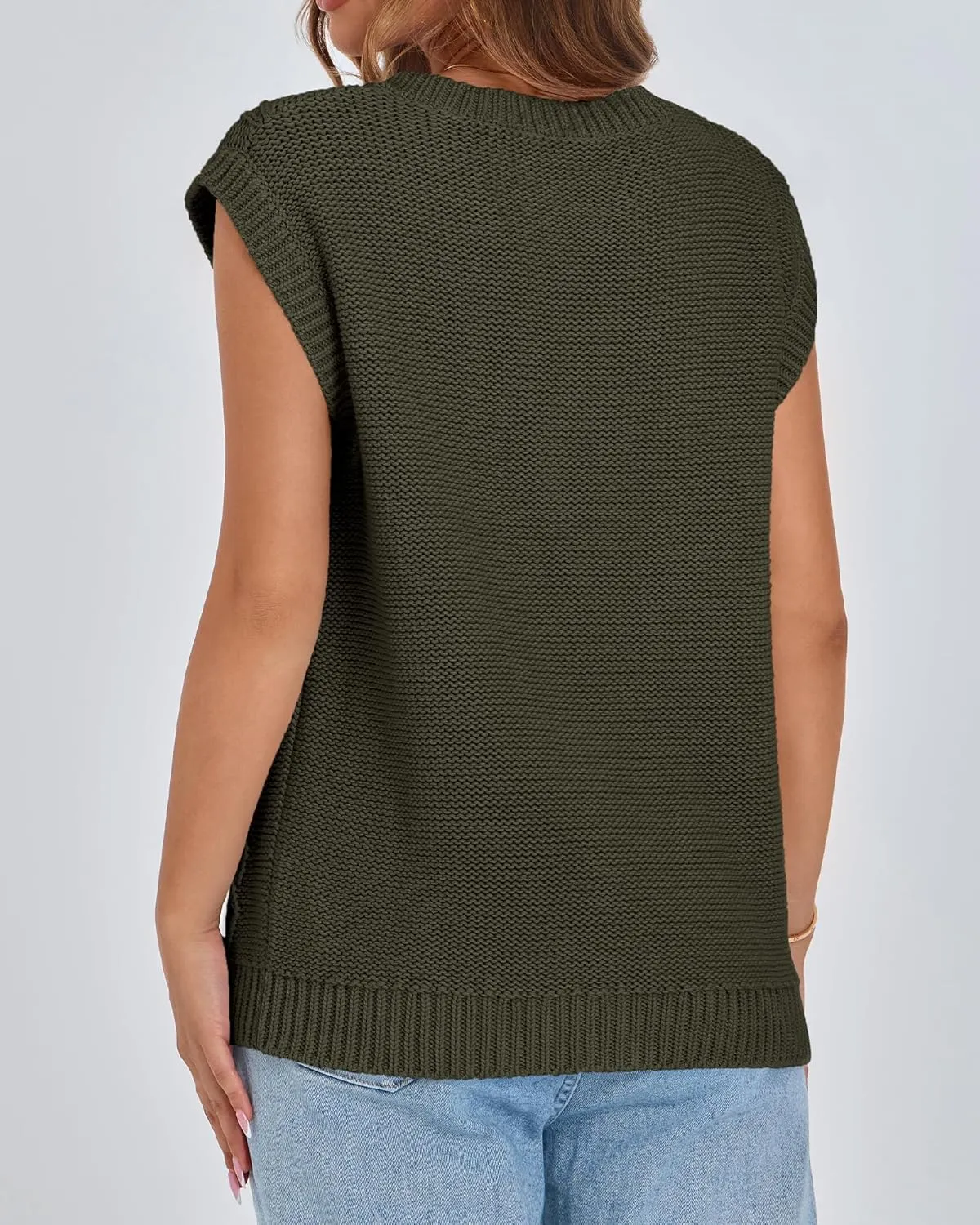 BTFBM Womens Oversized Sweater Vest 2025 Summer V Neck Casual Sleeveless Sweaters Loose Cable Knit Pullover Tops