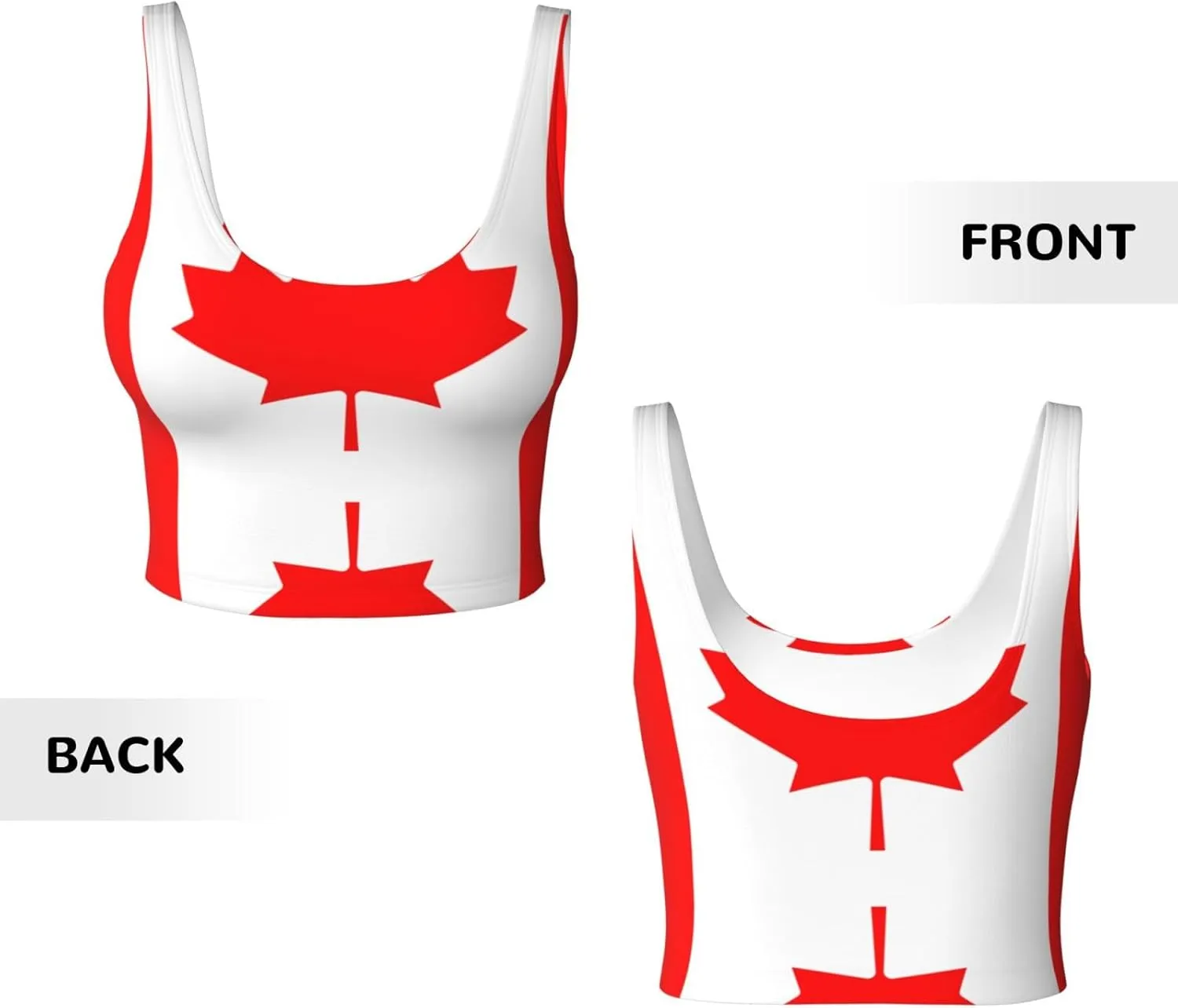 Canadian Flag Women's Sexy Sports Vest Sleeveless Athletic Gym T-Shirts Vest U-Shaped Back Quick Dry Top