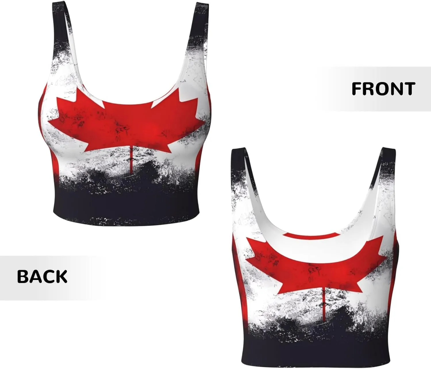 Canadian Flag Women's Sexy Sports Vest Sleeveless Athletic Gym T-Shirts Vest U-Shaped Back Quick Dry Top