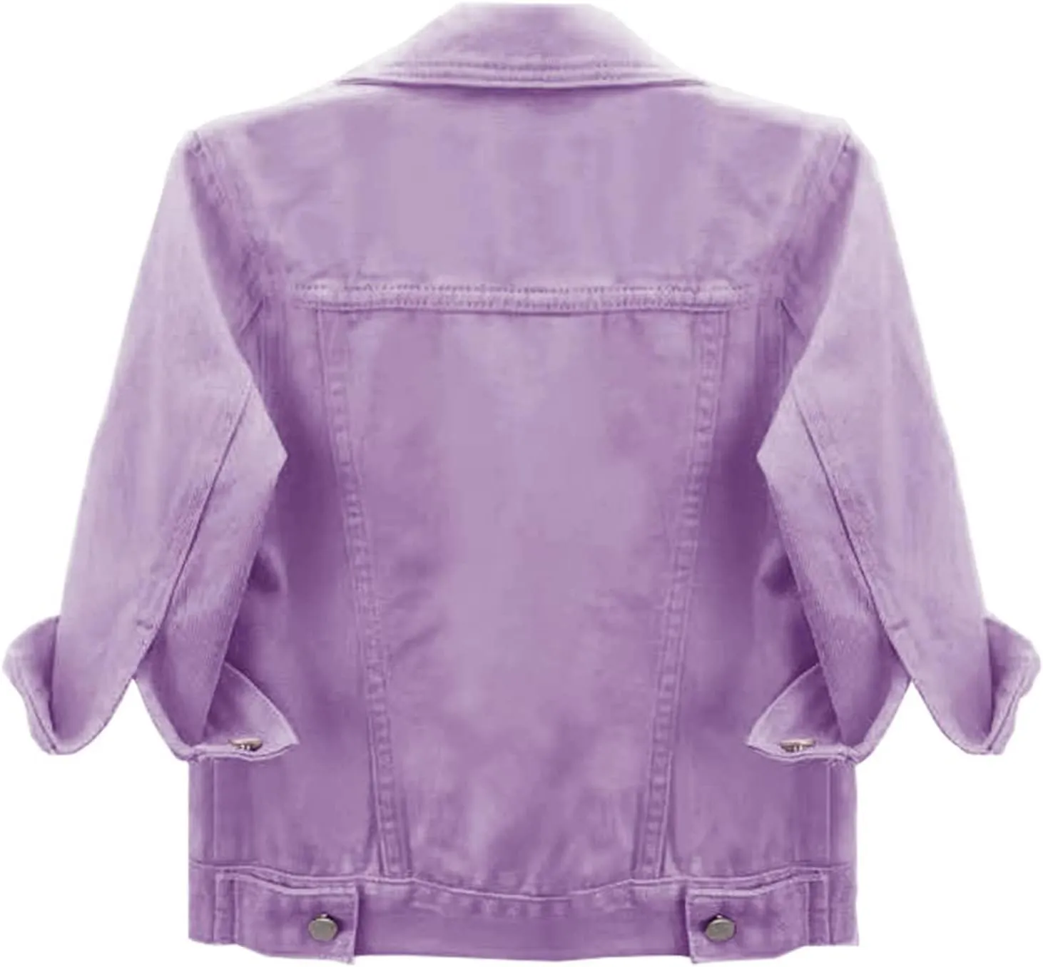 Canbebig Women's Jean Jackets 3/4Sleeve Lapel Denim Jackets Crop Button Down Jean Jackets Trucker Jean Jackets with Pockets