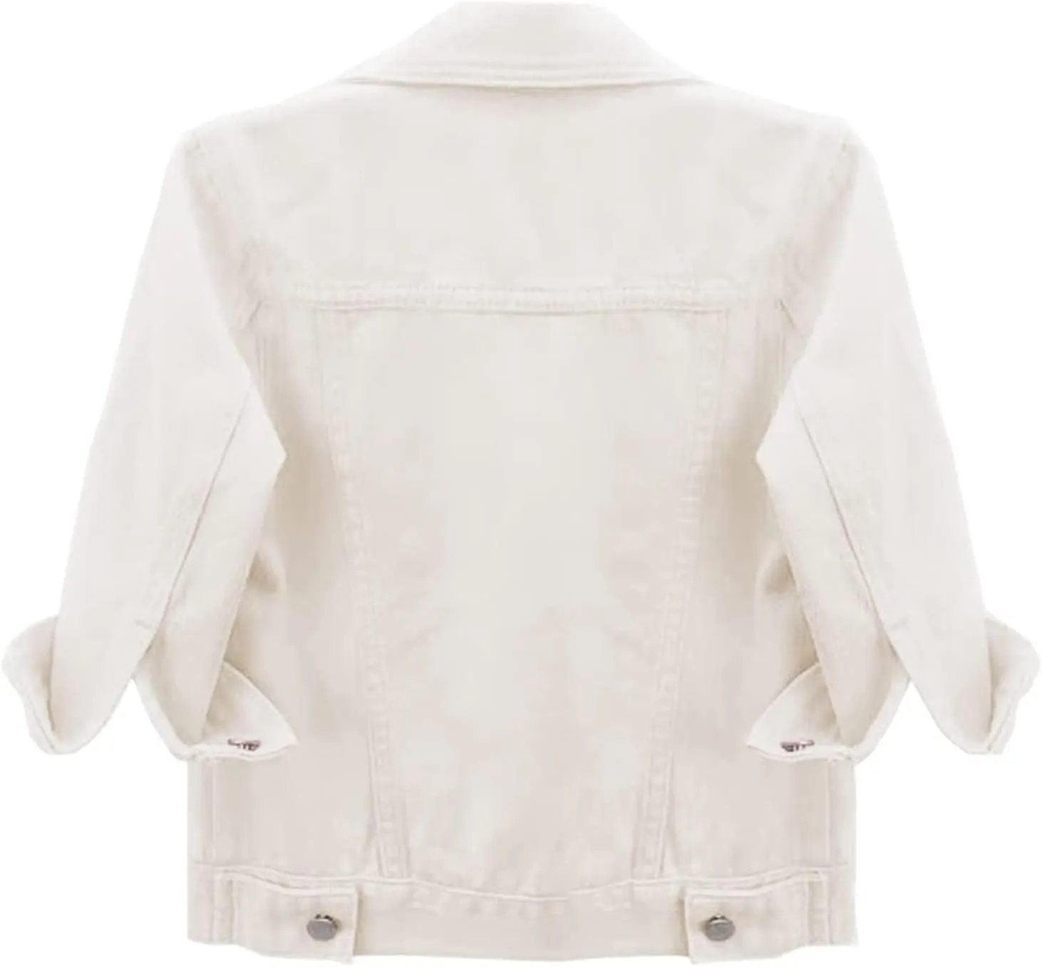 Canbebig Women's Jean Jackets 3/4Sleeve Lapel Denim Jackets Crop Button Down Jean Jackets Trucker Jean Jackets with Pockets