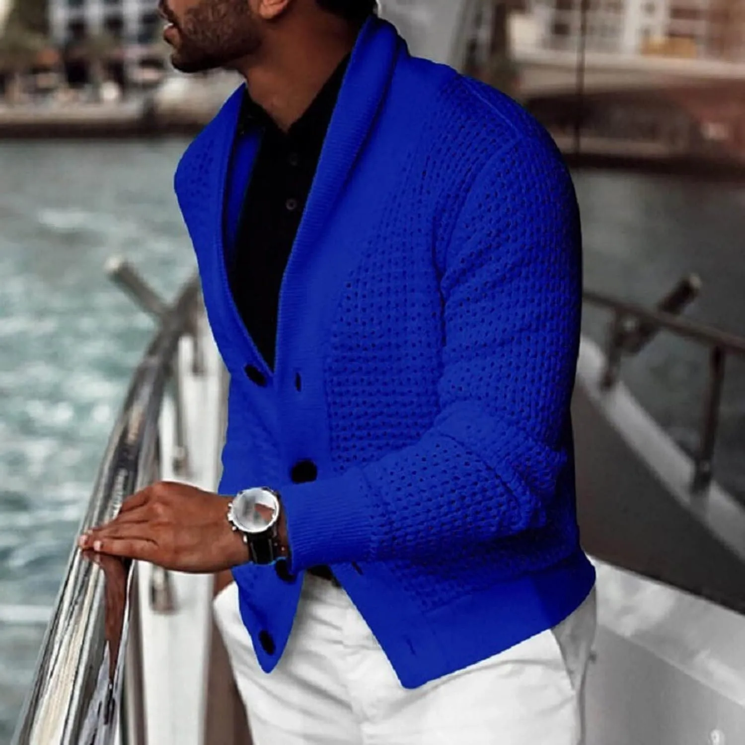 Cardigan Sweaters for Men Eyelet Sweater Lightweight Knit Sweaters Big and Tall Cardigan Casual Button Down Sweaters