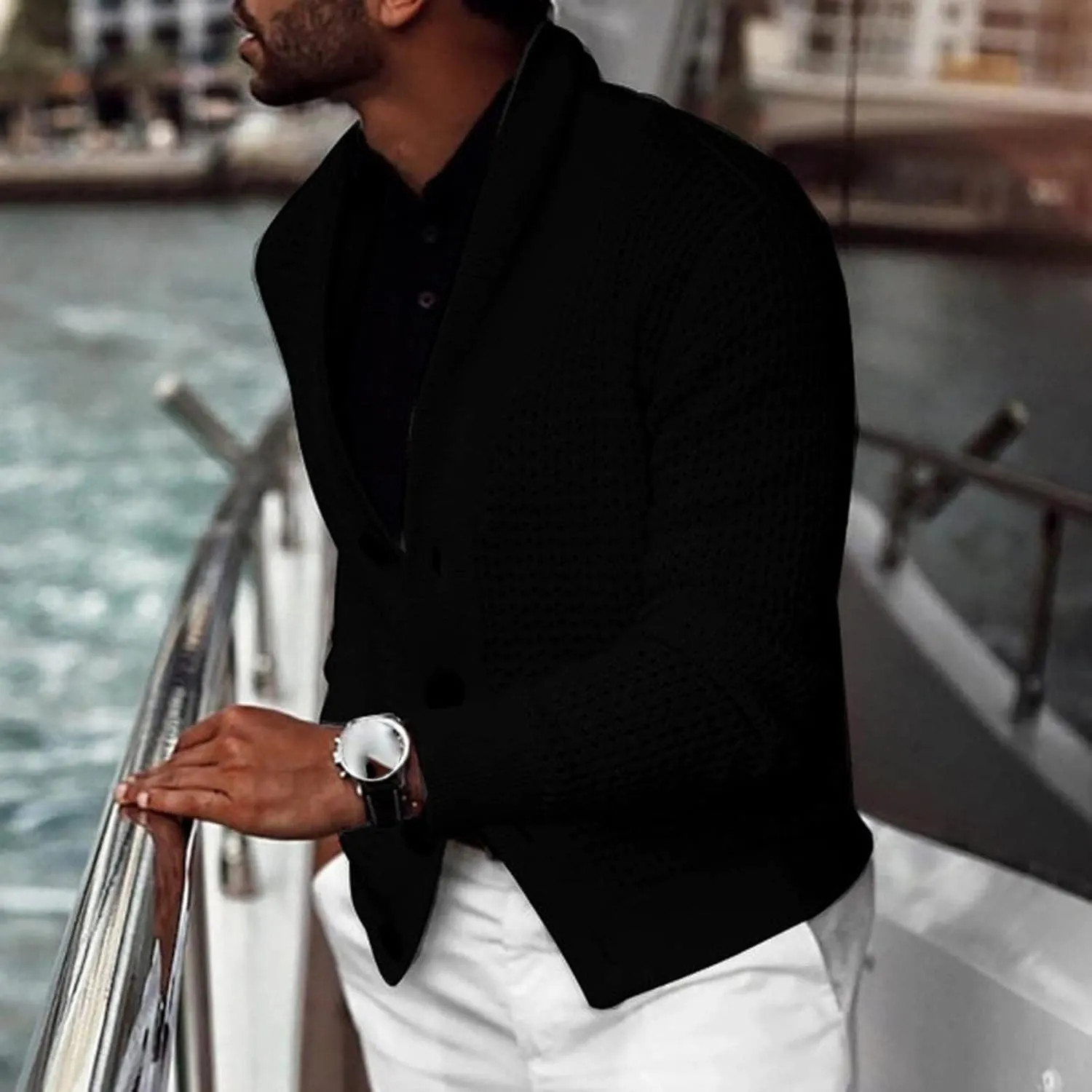 Cardigan Sweaters for Men Eyelet Sweater Lightweight Knit Sweaters Big and Tall Cardigan Casual Button Down Sweaters