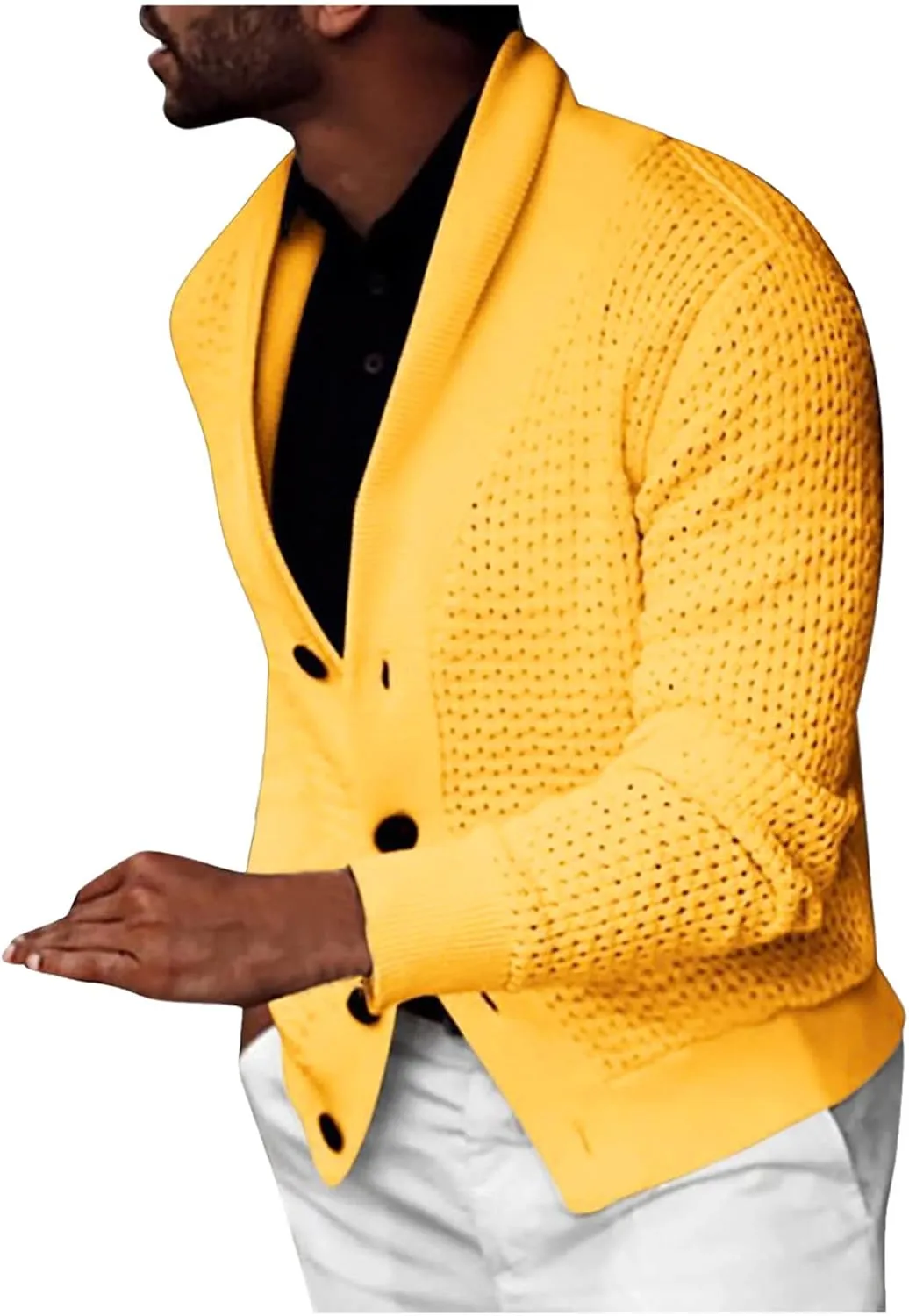 Cardigan Sweaters for Men Eyelet Sweater Lightweight Knit Sweaters Big and Tall Cardigan Casual Button Down Sweaters