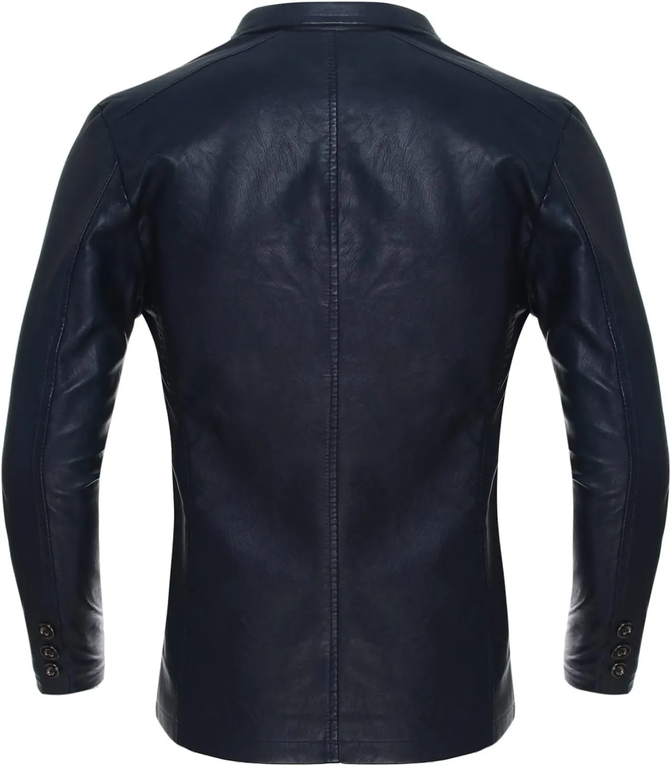 CHICTRY Men's Faux Leather Blazer Slim Fit Notched Lapel Formal Sports Coat Moto Biker Jacket