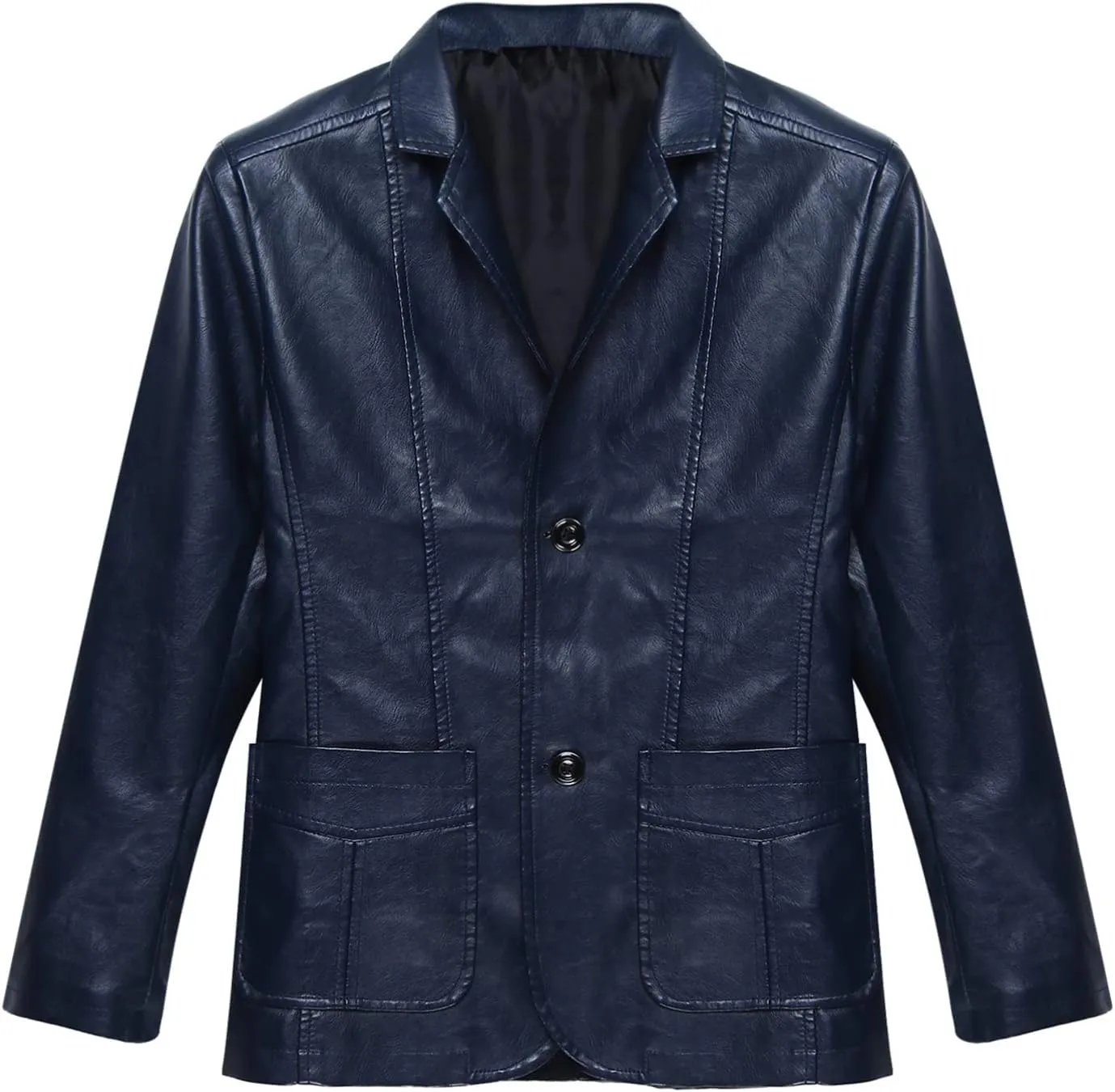 CHICTRY Men's Faux Leather Blazer Slim Fit Notched Lapel Formal Sports Coat Moto Biker Jacket