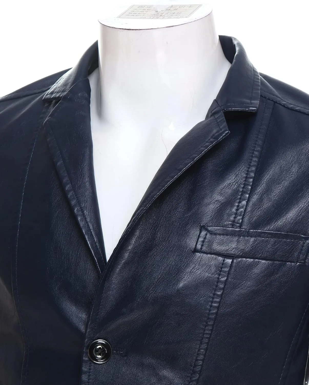 CHICTRY Men's Faux Leather Blazer Slim Fit Notched Lapel Formal Sports Coat Moto Biker Jacket