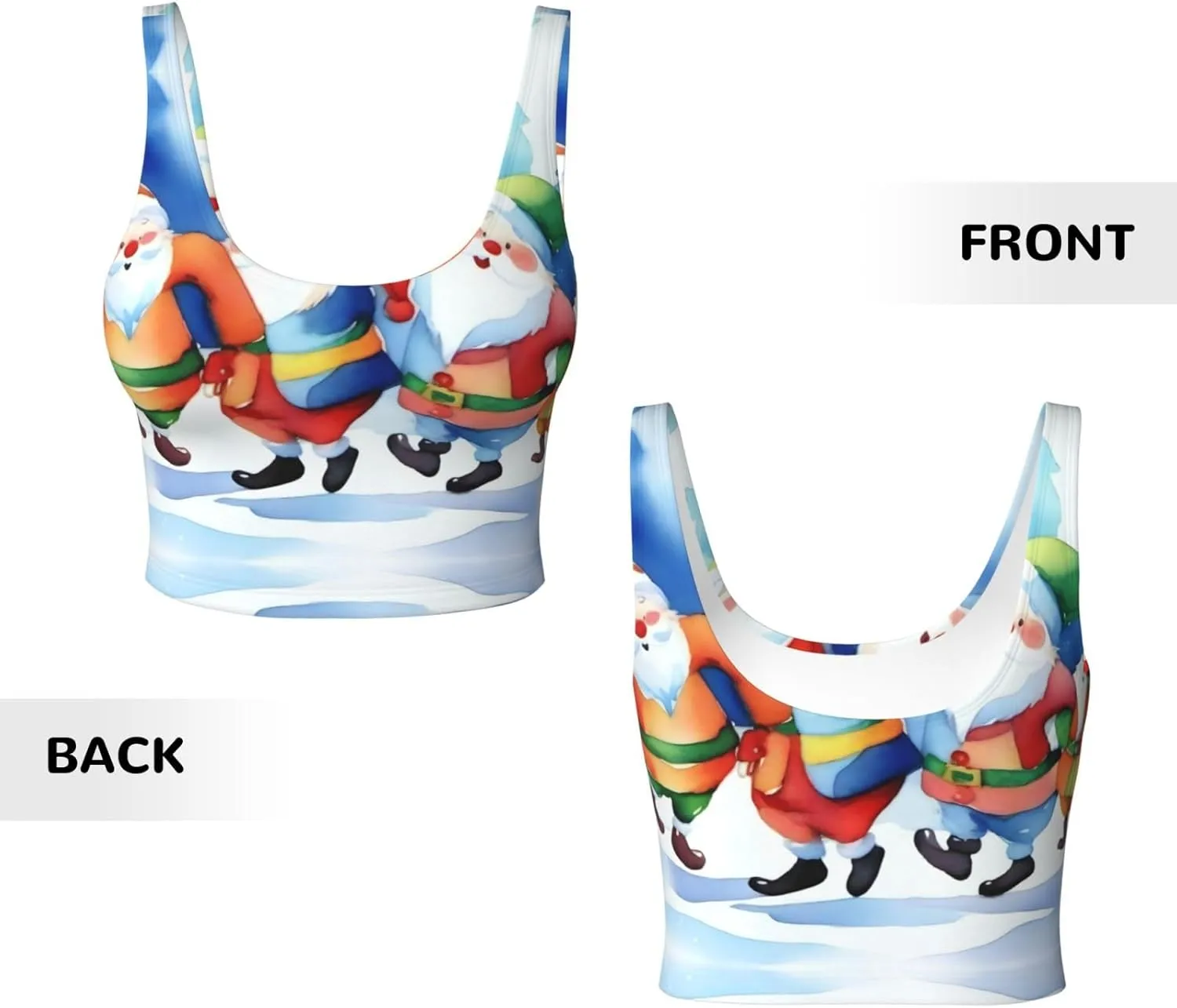 Christmas Costume Gnome Women's Sexy Sports Vest Sleeveless Athletic Gym T-Shirts Vest U-Shaped Back Quick Dry Top