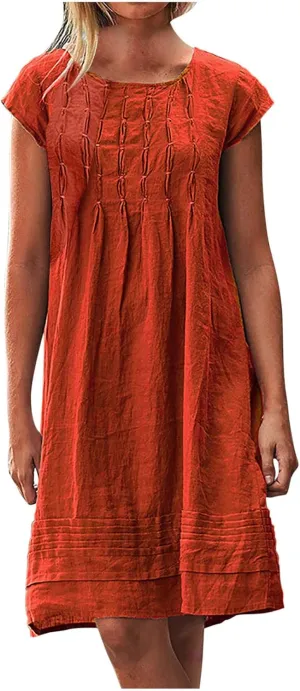 Cotton Linen Summer Midi Dresses for Women 2025 Vacation Cap Sleeve Exotic Boho Beach Maxi Dresses Long Flowy Dresses