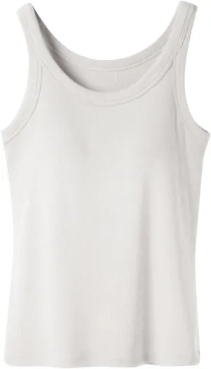 Cotton Tank Tops for Women Solid Color Sleeveless Crew Neck T Shirts Summer Casual Seamless Blouse with Built in Bra