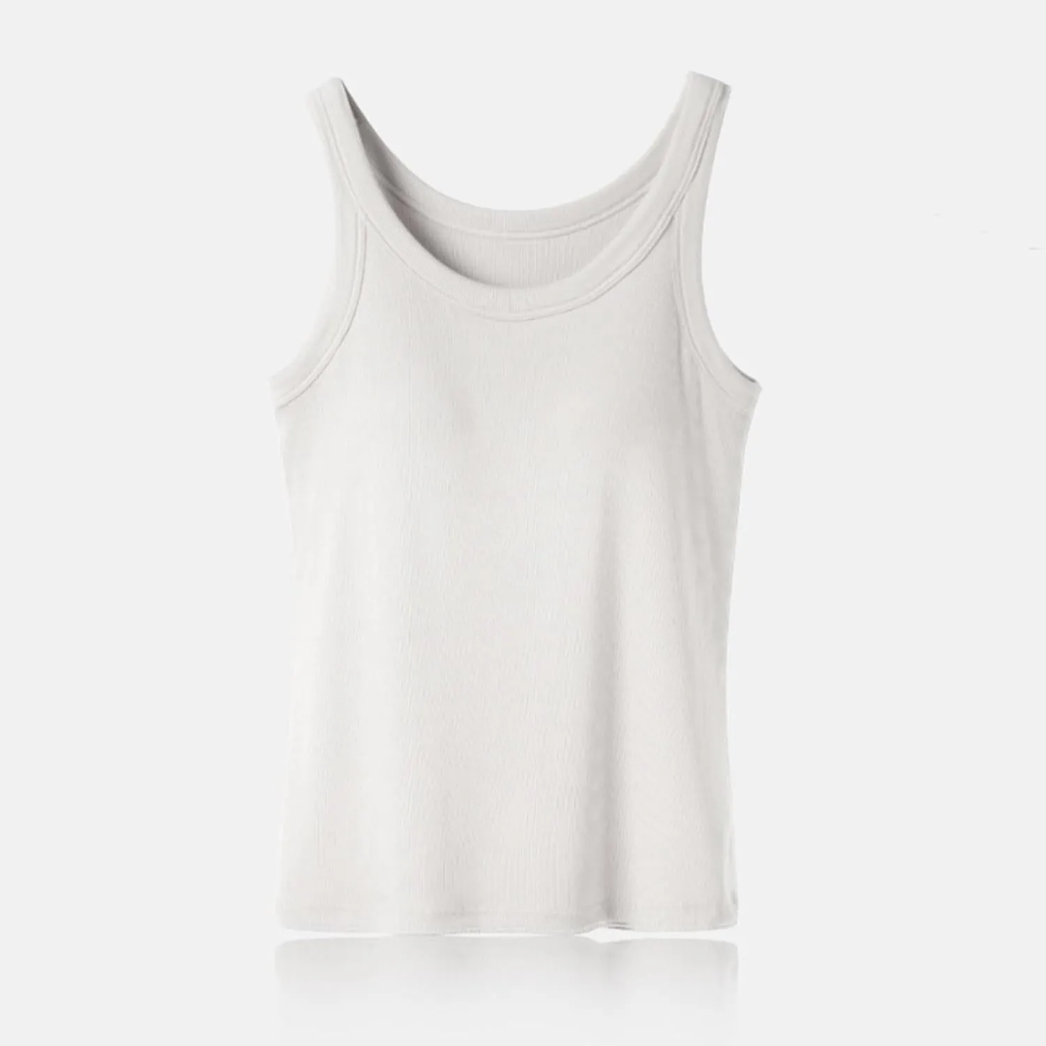 Cotton Tank Tops for Women Solid Color Sleeveless Crew Neck T Shirts Summer Casual Seamless Blouse with Built in Bra