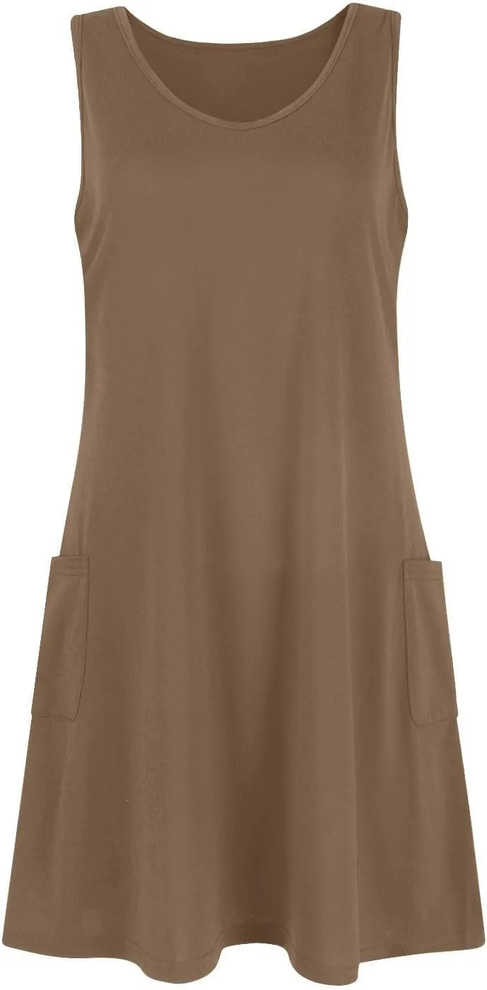 Cowgirl Dress for Women Western Style Sleeveless Denim Jumper Dress with Pockets
