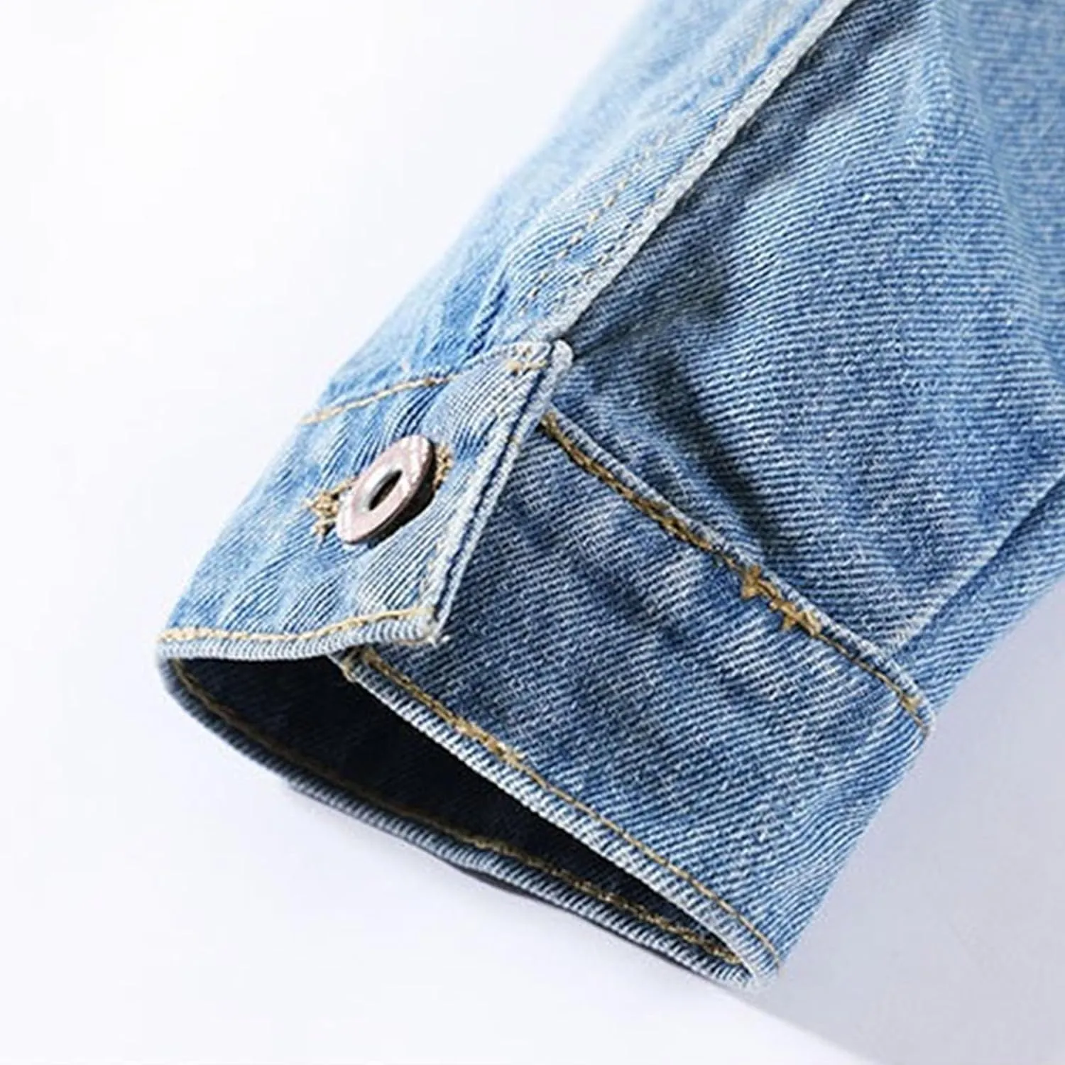 Cropped Denim Jacket for Women Ripped Long Sleeve Denim Jackets for Women Casual Jackets for Womens