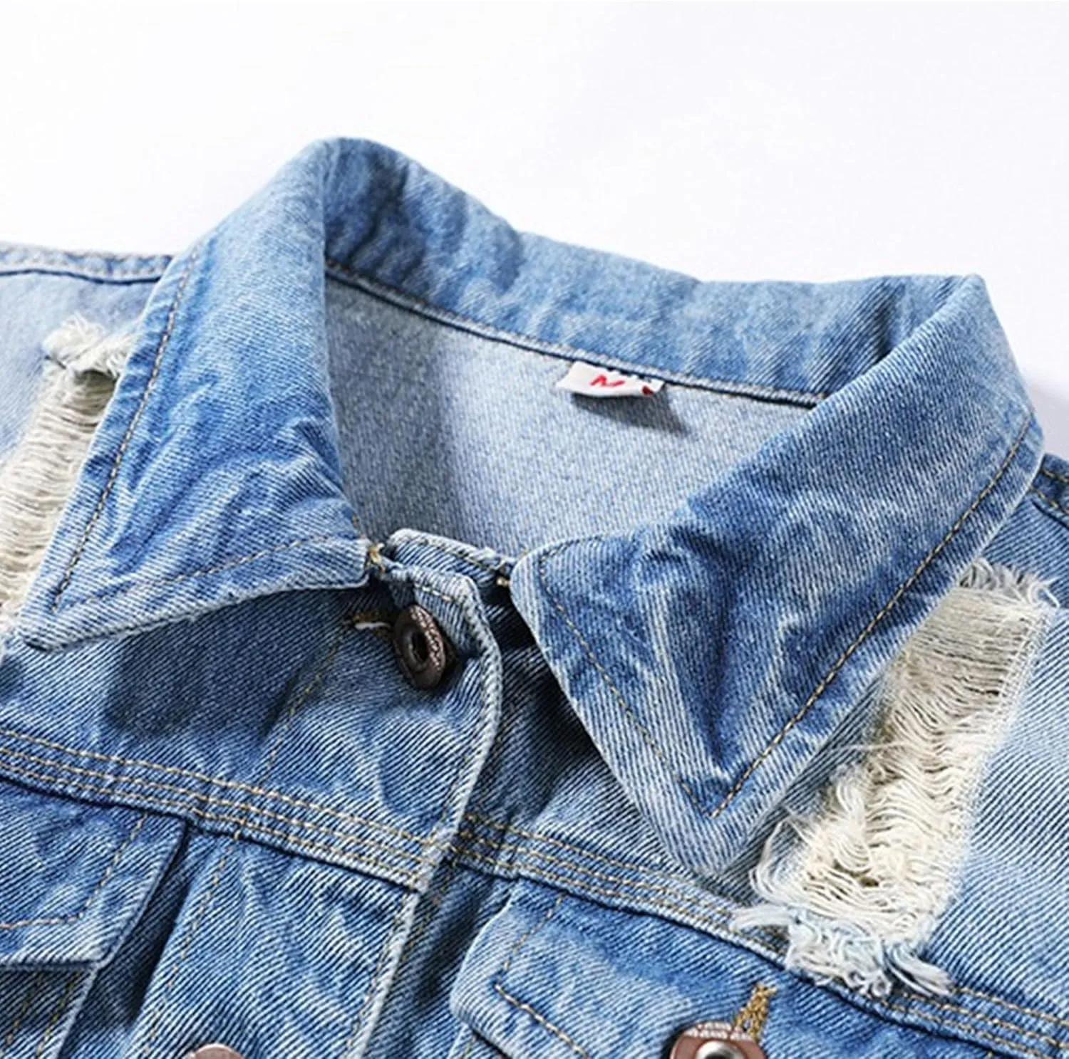 Cropped Denim Jacket for Women Ripped Long Sleeve Denim Jackets for Women Casual Jackets for Womens