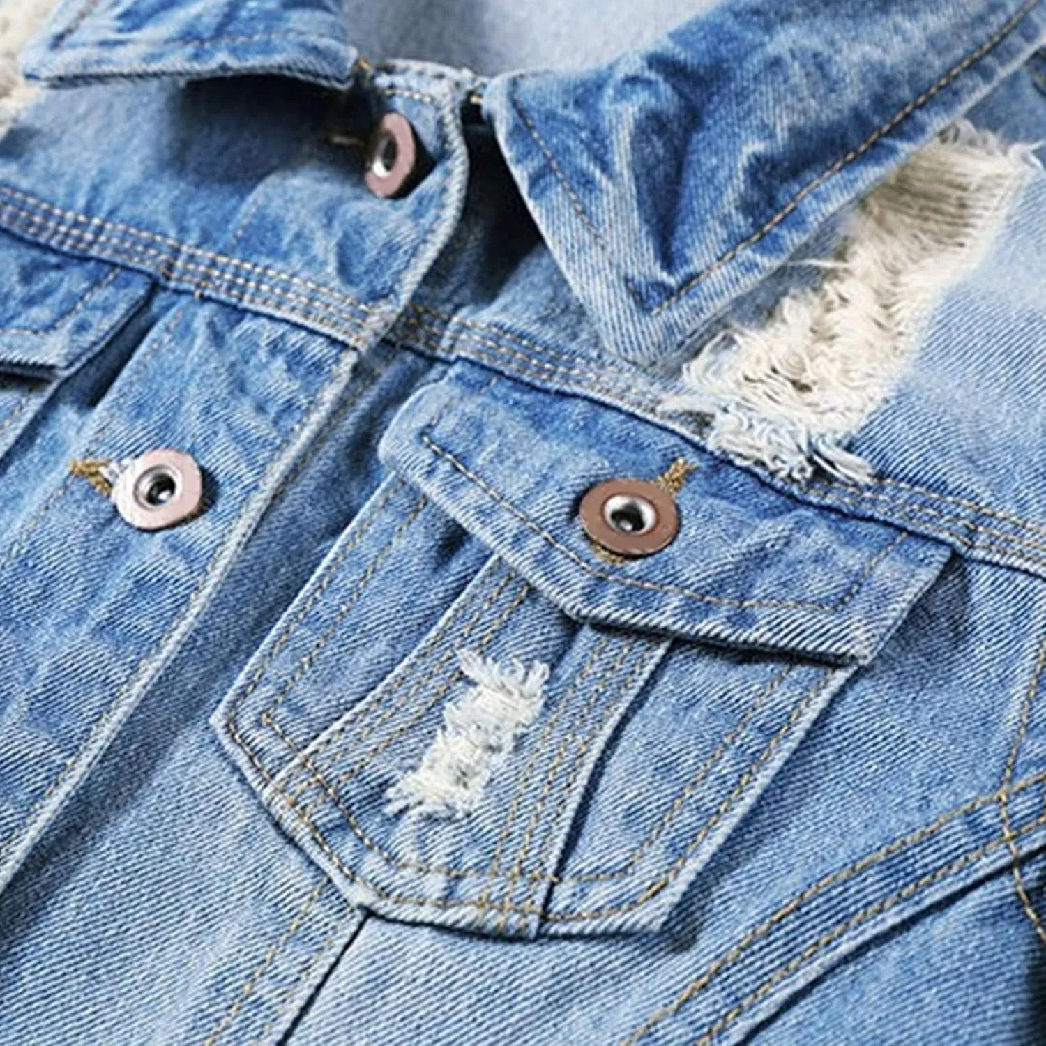 Cropped Denim Jacket for Women Ripped Long Sleeve Denim Jackets for Women Casual Jackets for Womens