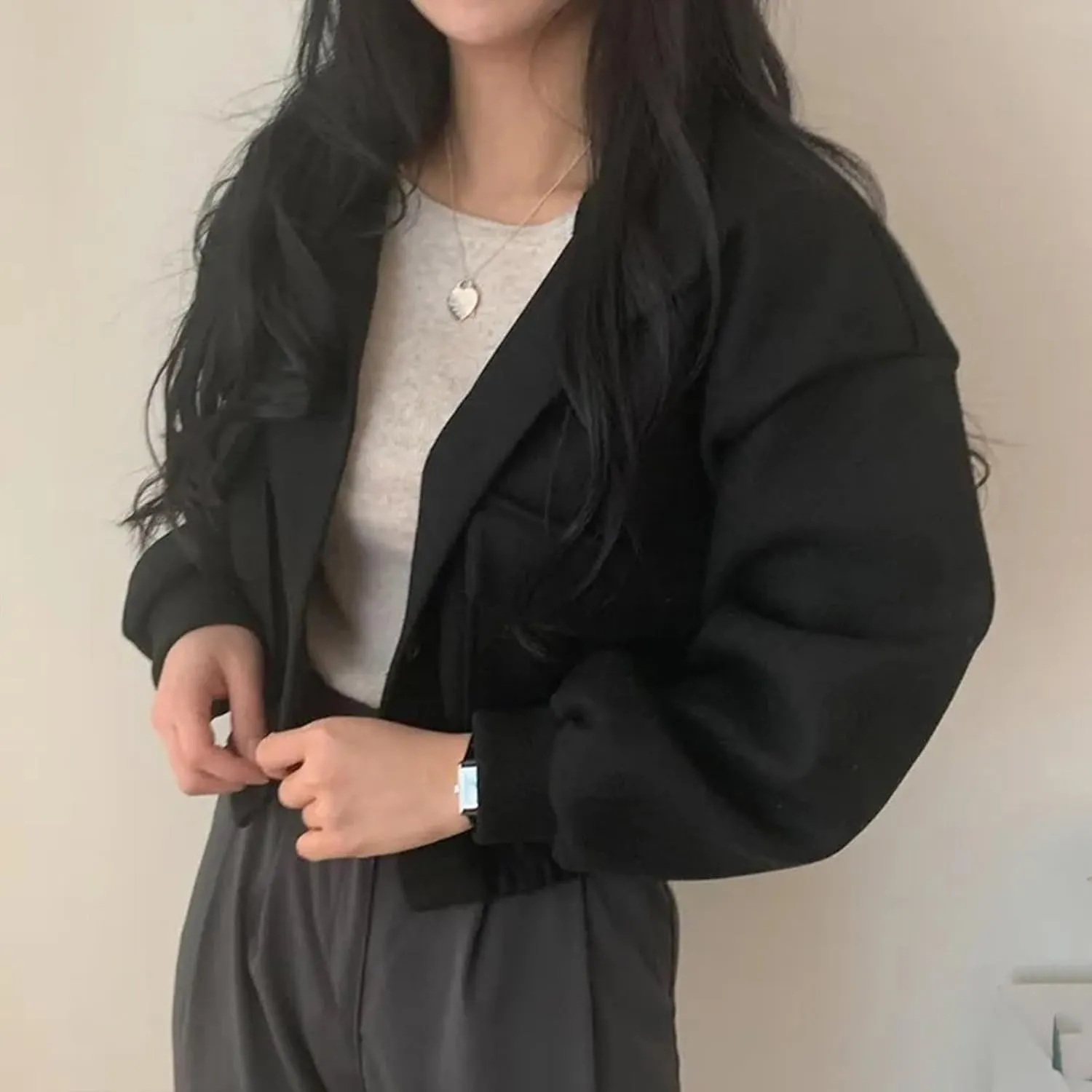 Cropped Sweater Coats for Women Winter Jackets Wool Blend Peacoat Oversized Button Down Sweaters Casual Jacket