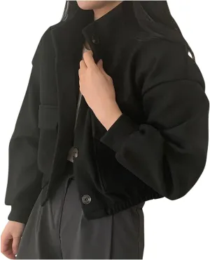 Cropped Sweater Coats for Women Winter Jackets Wool Blend Peacoat Oversized Button Down Sweaters Casual Jacket