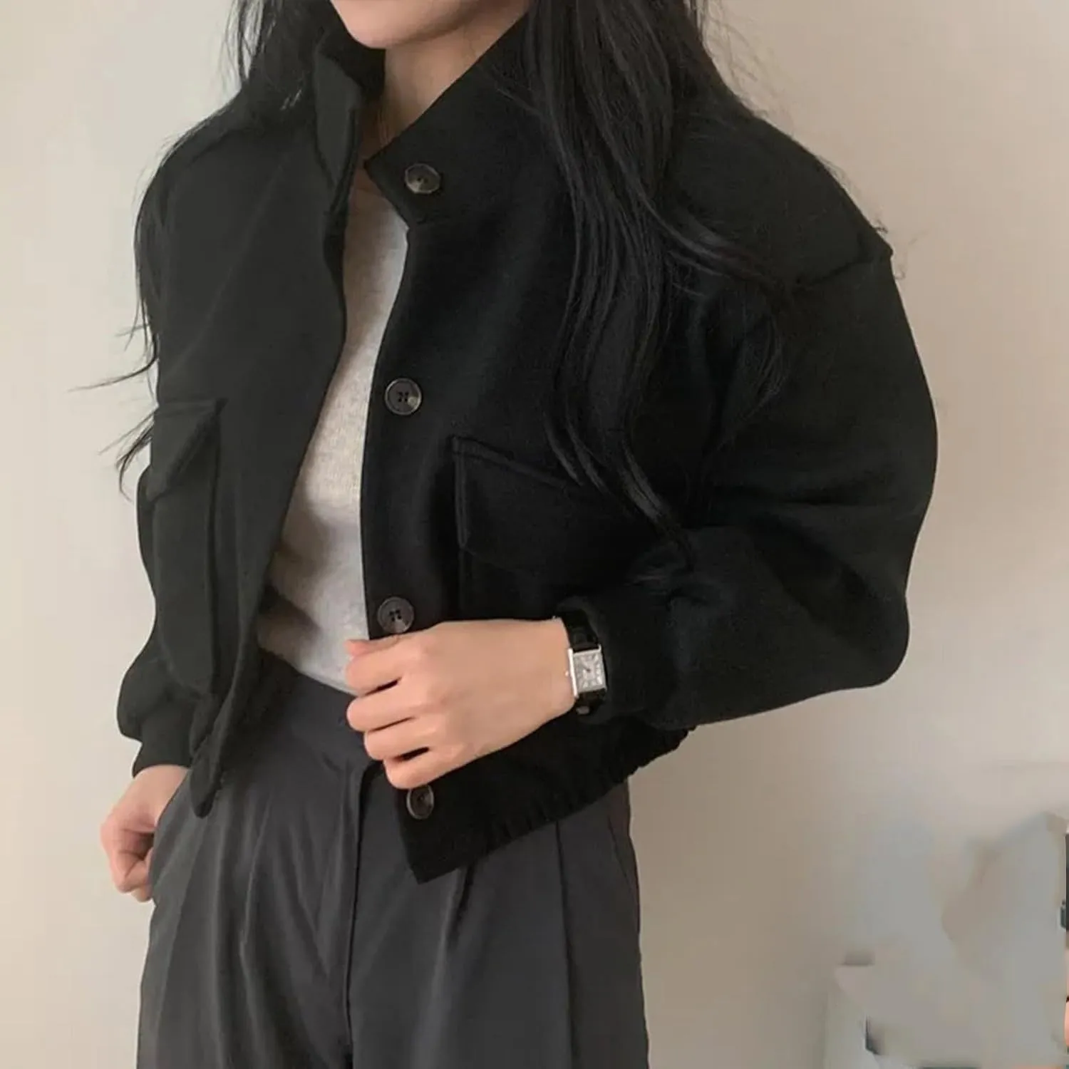 Cropped Sweater Coats for Women Winter Jackets Wool Blend Peacoat Oversized Button Down Sweaters Casual Jacket