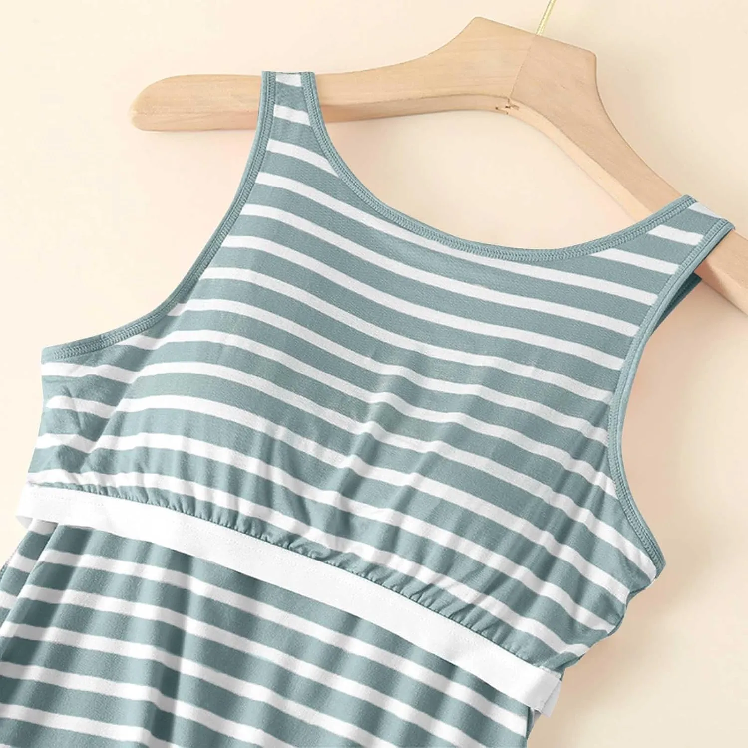 Cute Striped Modal Tank Tops Women Summer Yoga Workout Built in Bra Modal Sleeveless T-Shirts Soft Comfy Undershirt