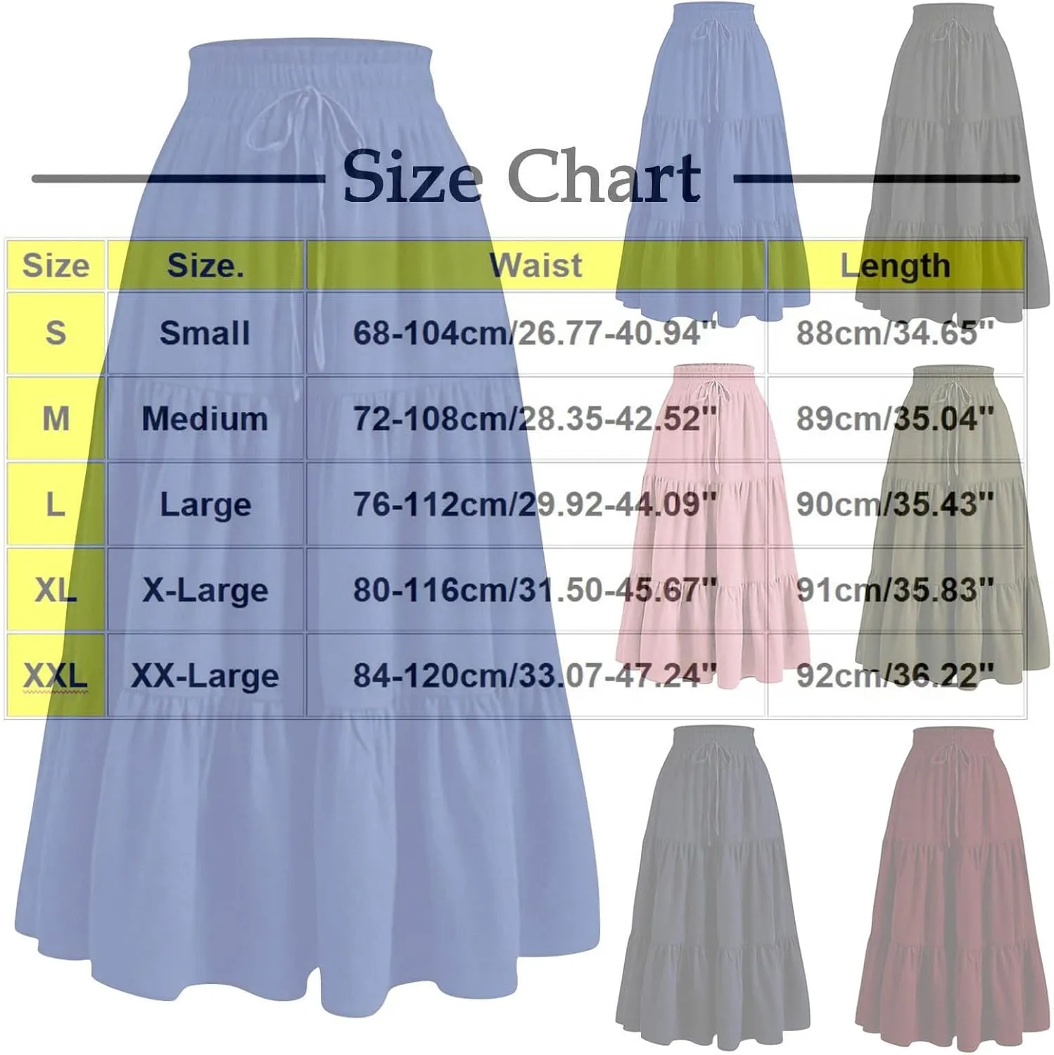 DDAPJ pyju Women's Summer Boho Tiered Maxi Skirt 2025 Trendy Floral Printed Elastic High Waist Pleated Long Beach Skirts