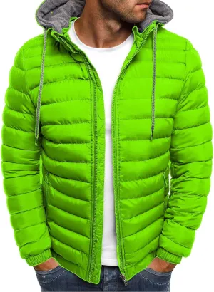 Dgoopd Puffer Jacket Men Lightweight Winter Down Coat Packable Quilted Puffer Jacket Zip up Warm Outerwear Hooded Padded Coat