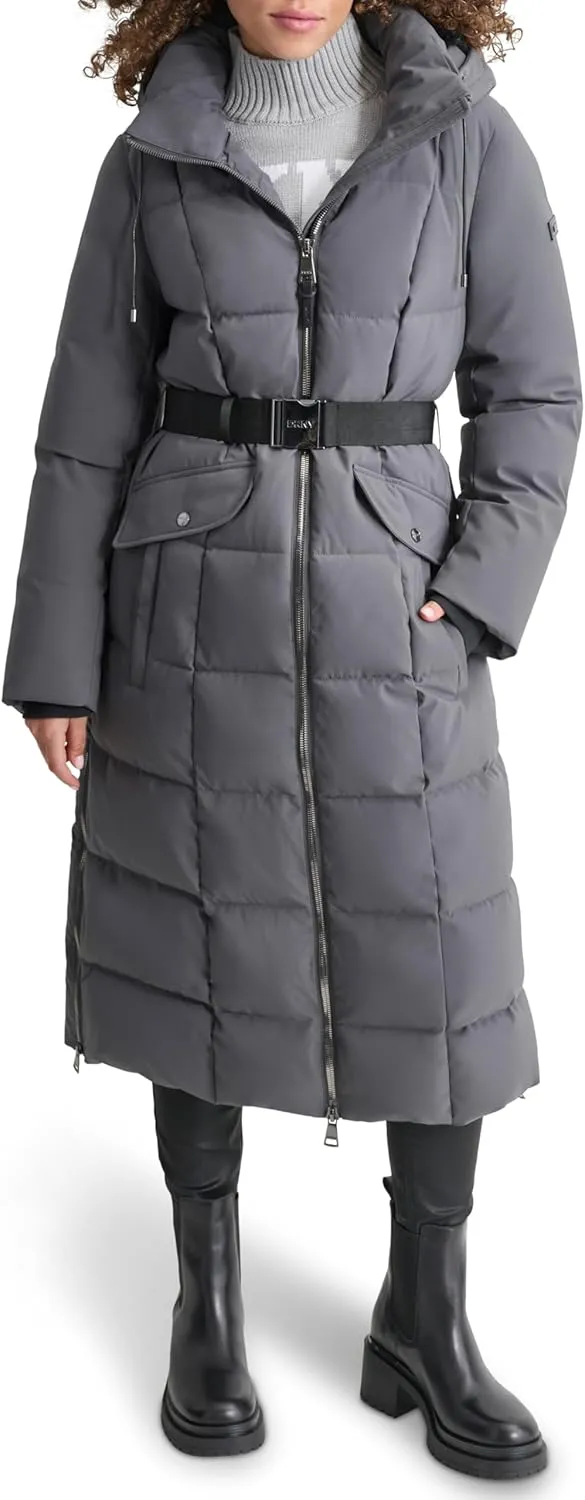 DKNY Women's Belted Maxi Puffer