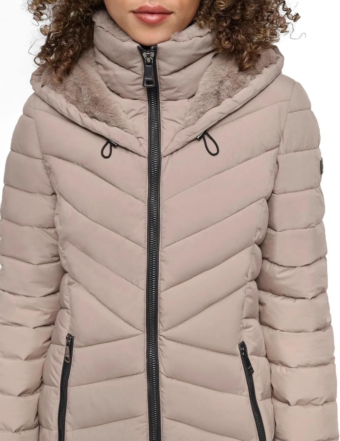 DKNY Women's Hooded Light-Weight Puffer
