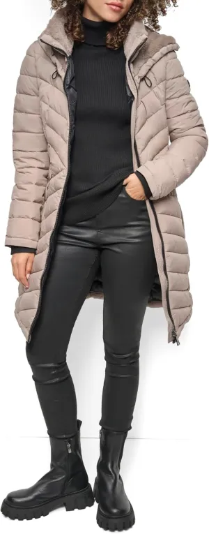 DKNY Women's Hooded Light-Weight Puffer