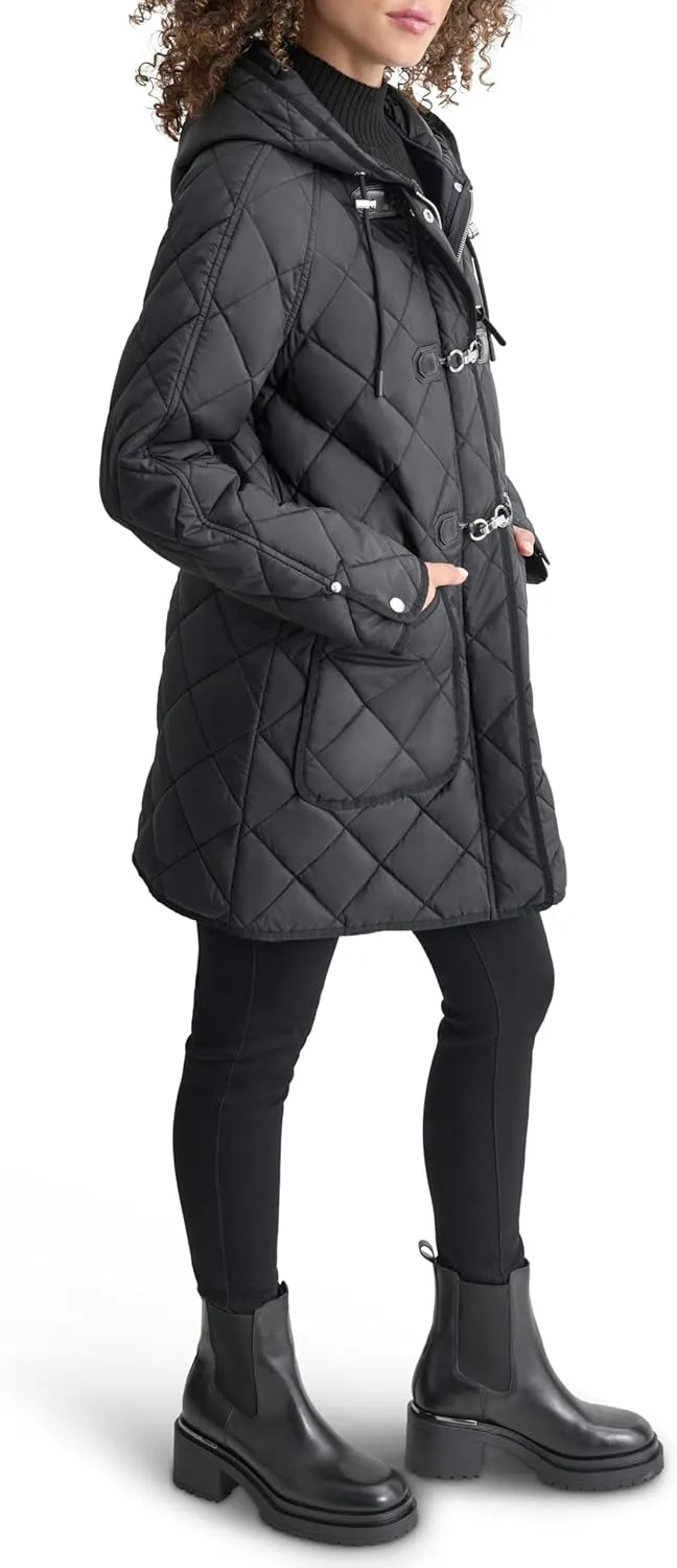 DKNY Women's Hooded Toggle Quilt