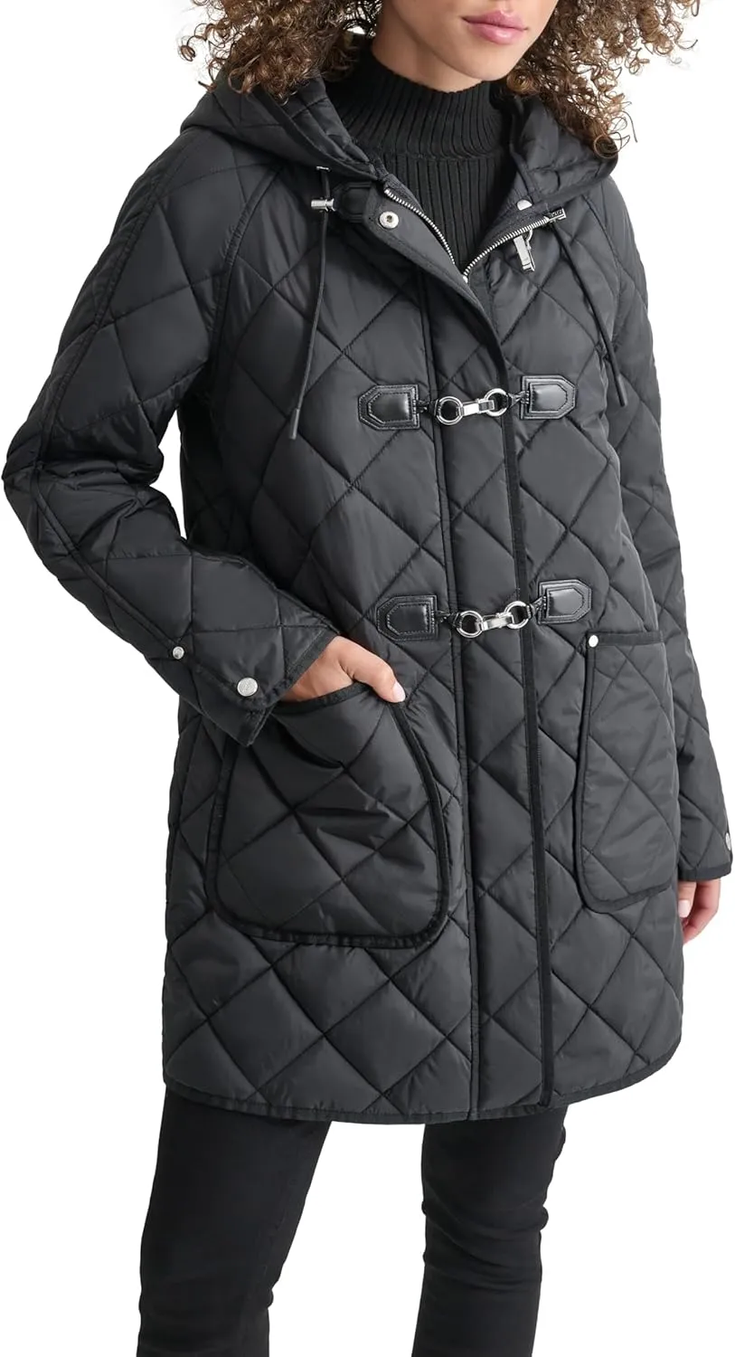 DKNY Women's Hooded Toggle Quilt