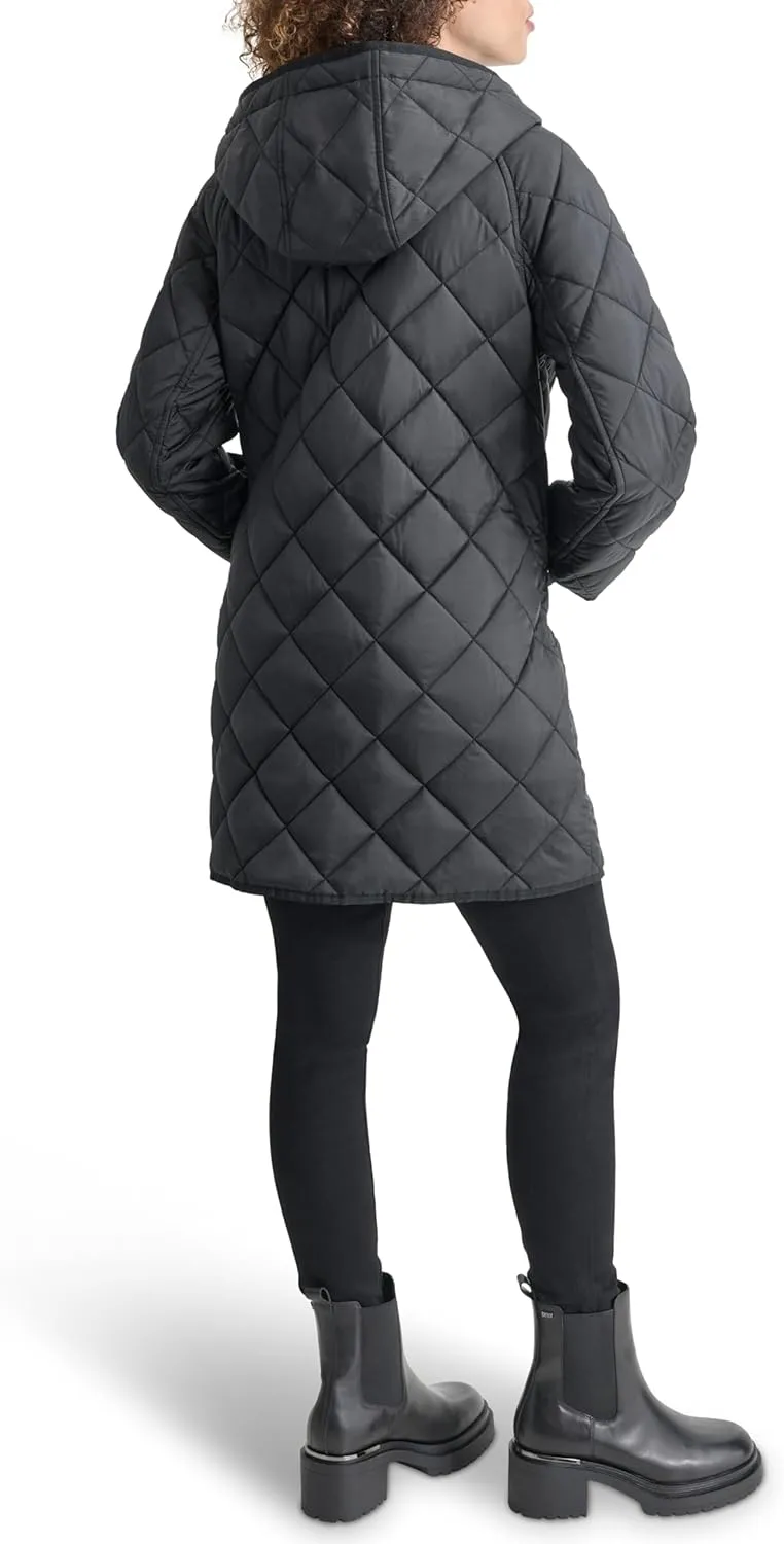 DKNY Women's Hooded Toggle Quilt
