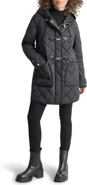 DKNY Women's Hooded Toggle Quilt