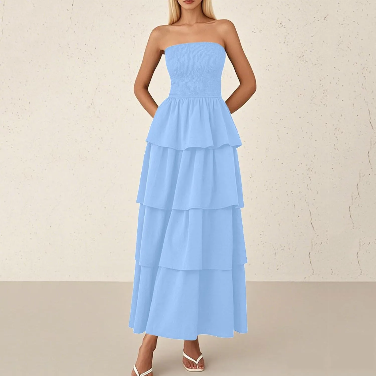 Dresses for Women 2025 Summer Beach Vacation Clothes Spring Tube Top Maxi Dresses Layering Dress